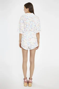 Glamorous Co-ords|Woven Shorts|Rainbow-Face Print Loose-Fit High Waisted-Shorts -