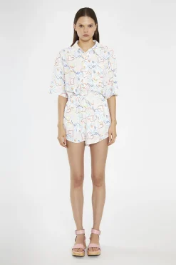 Glamorous Co-ords|Blouses & Shirts|Rainbow-Face Print Oversized-Shirt -