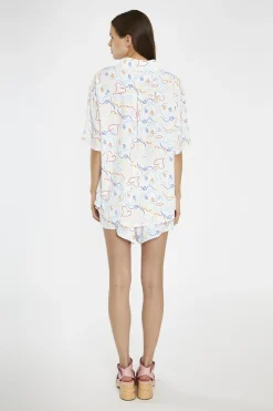 Glamorous Co-ords|Blouses & Shirts|Rainbow-Face Print Oversized-Shirt -