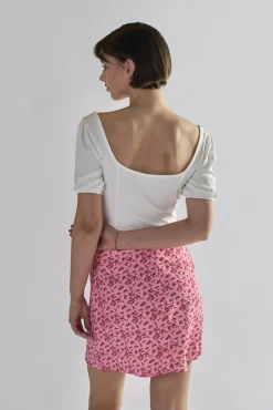 Glamorous Mini Skirts|Raspberry-Ditsy A-Line Mini-Skirts -