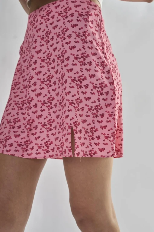 Glamorous Mini Skirts|Raspberry-Ditsy A-Line Mini-Skirts -
