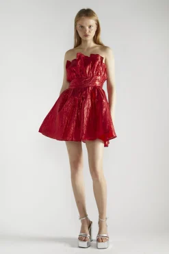 Glamorous Day Dresses|Mini Dresses|Red Callie Gathered-Bandeau Mini-Dress -