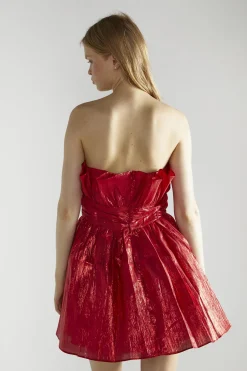 Glamorous Day Dresses|Mini Dresses|Red Callie Gathered-Bandeau Mini-Dress -