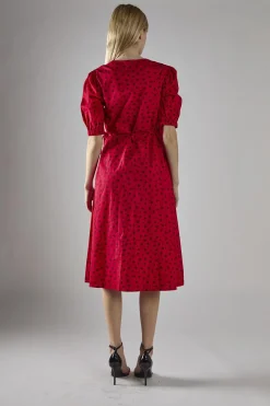 Glamorous Midi & Midaxi Dresses|Midi & Midaxi Dresses|Red Ditsy V-Neck Wrap Midi-Dress -