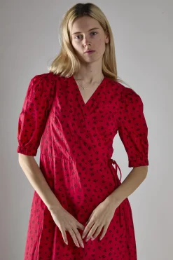 Glamorous Midi & Midaxi Dresses|Midi & Midaxi Dresses|Red Ditsy V-Neck Wrap Midi-Dress -