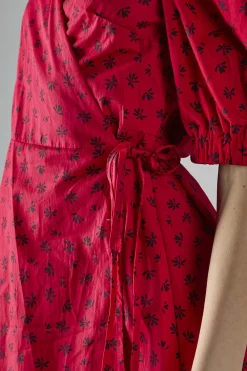 Glamorous Midi & Midaxi Dresses|Midi & Midaxi Dresses|Red Ditsy V-Neck Wrap Midi-Dress -
