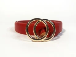 Glamorous Belts|Red Gold-Buckle Belt -