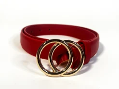 Glamorous Belts|Red Gold-Buckle Belt -