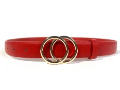 Glamorous Belts|Red Gold-Buckle Belt -