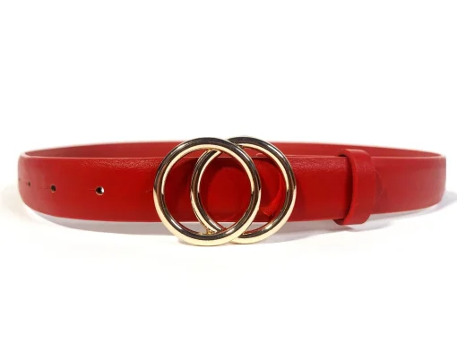 Glamorous Belts|Red Gold-Buckle Belt -