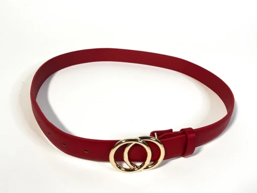 Glamorous Belts|Red Gold-Buckle Belt -