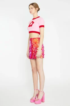 Glamorous Going Out Skirts|Go To Partywear|Red Large-Sequin Mini-Skirt -
