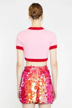 Glamorous Going Out Skirts|Go To Partywear|Red Large-Sequin Mini-Skirt -