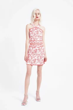 Glamorous Mini Skirts|Red Outline Floral Mini-Skirt -