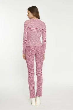Glamorous Flares|Red Pink Space Dye Flared High-Waist-Trousers -