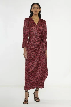 Glamorous Midi & Midaxi Dresses|Midi & Midaxi Dresses|Red-Black Animal Wrap Midi-Dress -