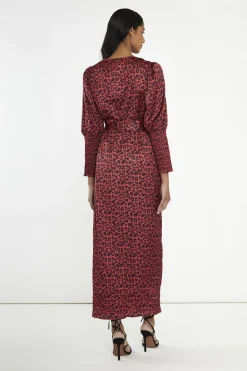 Glamorous Midi & Midaxi Dresses|Midi & Midaxi Dresses|Red-Black Animal Wrap Midi-Dress -