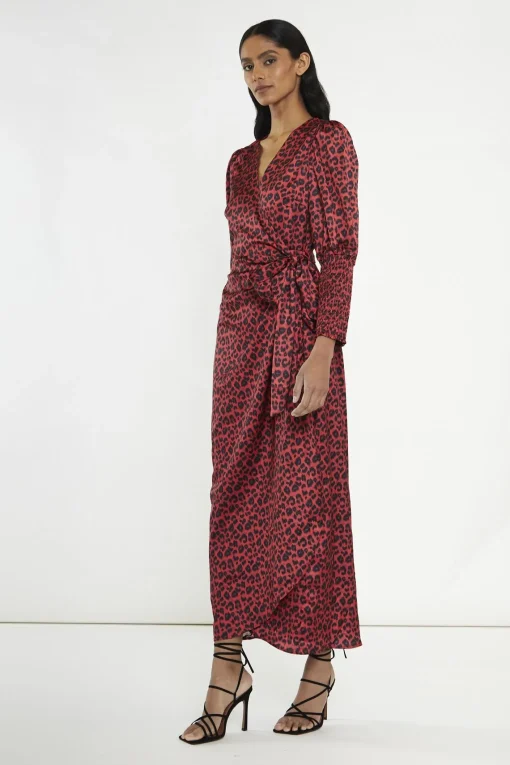 Glamorous Midi & Midaxi Dresses|Midi & Midaxi Dresses|Red-Black Animal Wrap Midi-Dress -