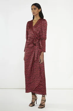 Glamorous Midi & Midaxi Dresses|Midi & Midaxi Dresses|Red-Black Animal Wrap Midi-Dress -