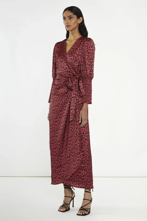 Glamorous Midi & Midaxi Dresses|Midi & Midaxi Dresses|Red-Black Animal Wrap Midi-Dress -