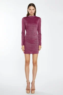 Glamorous Go To Partywear|Party Dresses|Red-Plum Glitter Open-Back Mini-Dress -