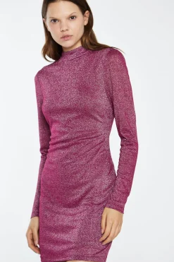 Glamorous Go To Partywear|Party Dresses|Red-Plum Glitter Open-Back Mini-Dress -