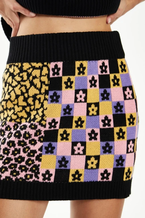 Glamorous Workwear|Go To Partywear|Retro Block Intarsia Knit Mini-Skirt -
