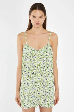 Glamorous Chic Escapes|Playsuits|Retro Daisy Loose-Fit Lace-Up Playsuit -