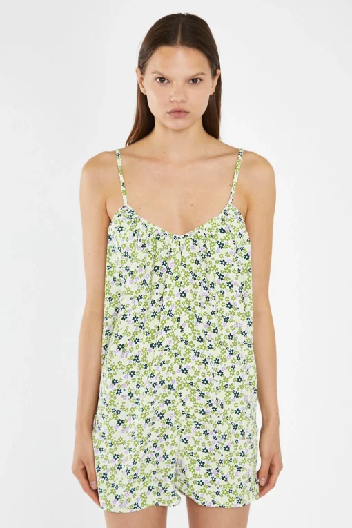 Glamorous Chic Escapes|Playsuits|Retro Daisy Loose-Fit Lace-Up Playsuit -
