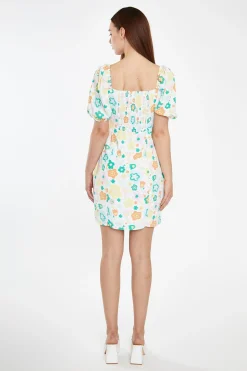 Glamorous Best Dressed Guest|Chic Escapes|Retro Spring-Floral Bust Detail Mini-Dress -