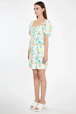 Glamorous Best Dressed Guest|Chic Escapes|Retro Spring-Floral Bust Detail Mini-Dress -