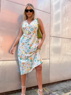 Glamorous Best Dressed Guest|Day Dresses|Retro Spring-Floral V-Neck Bias-Cut Maxi-Dress -