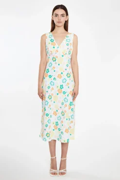 Glamorous Best Dressed Guest|Go To Partywear|Retro Spring-Floral V-Neck Bias-Cut Maxi-Dress -