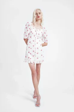 Glamorous Mini Dresses|Mini Dresses|Rose Broderie Ruffle Mini-Dress -