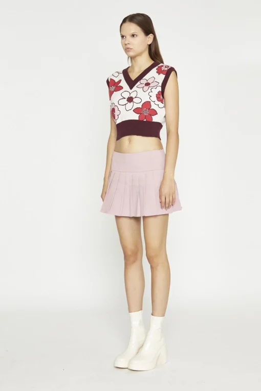 Glamorous Mini Skirts|Rose Pink Pleated Mini-Skirt -