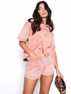 Glamorous Denim Shorts|Rose Wash Denim Shorts -