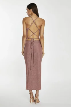 Glamorous Go To Partywear|Party Dresses|Rose-Glitter Lace-Up Back Midaxi-Dress -
