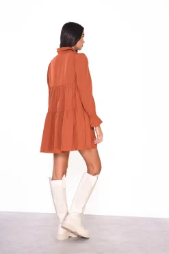 Glamorous Day Dresses|Mini Dresses|Rust Collared Mini-Dress -
