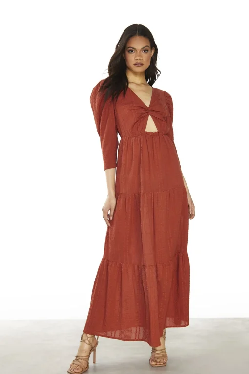 Glamorous Day Dresses|Midi & Midaxi Dresses|Rust Long Sleeve Midi Dress -