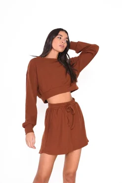 Glamorous Loungewear|Woven Shorts|Rustic Brown High Waisted Loungewear Shorts -