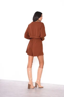 Glamorous Loungewear|Woven Shorts|Rustic Brown High Waisted Loungewear Shorts -