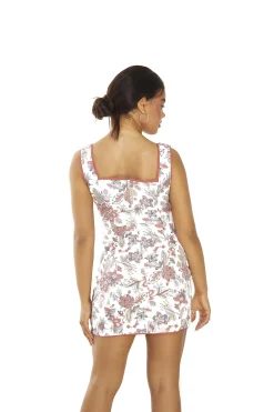 Glamorous Mini Dresses|Mini Dresses|Rustic Floral Rib Square Neck Mini-Dress -