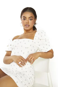 Glamorous Mini Dresses|Mini Dresses|Rustic-Ditsy-Floral Square-Neck-Mini-Dresses -
