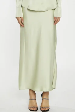 Glamorous Going Out Skirts|Satin Skirts|Sage-Satin Bia-Cut Midi-Skirt -
