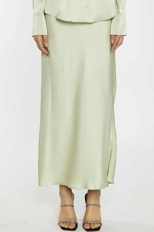 Glamorous Going Out Skirts|Satin Skirts|Sage-Satin Bia-Cut Midi-Skirt -