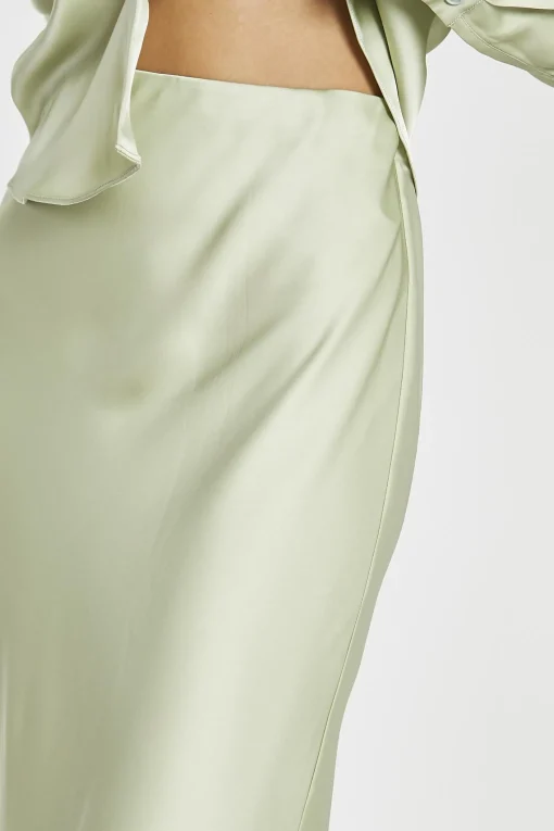 Glamorous Going Out Skirts|Satin Skirts|Sage-Satin Bia-Cut Midi-Skirt -