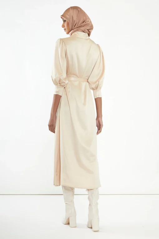 Glamorous Go To Partywear|Satin Dresses|Sand Satin Midaxi Shirt Dress -