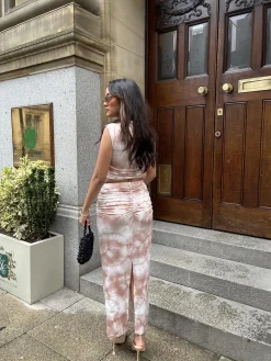 Glamorous Co-ords|Bottoms|Sepia Tie Dye Bodycon Midi-Skirt -