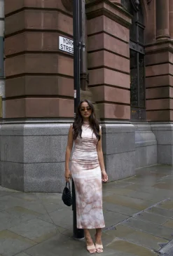 Glamorous Dresses|Midi & Midaxi Dresses|Sepia Tie Dye Sleeveless Bodycon Midi-Dress -