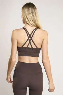 Glamorous Tops|Signature Espresso Cross-Back Crop-Top -